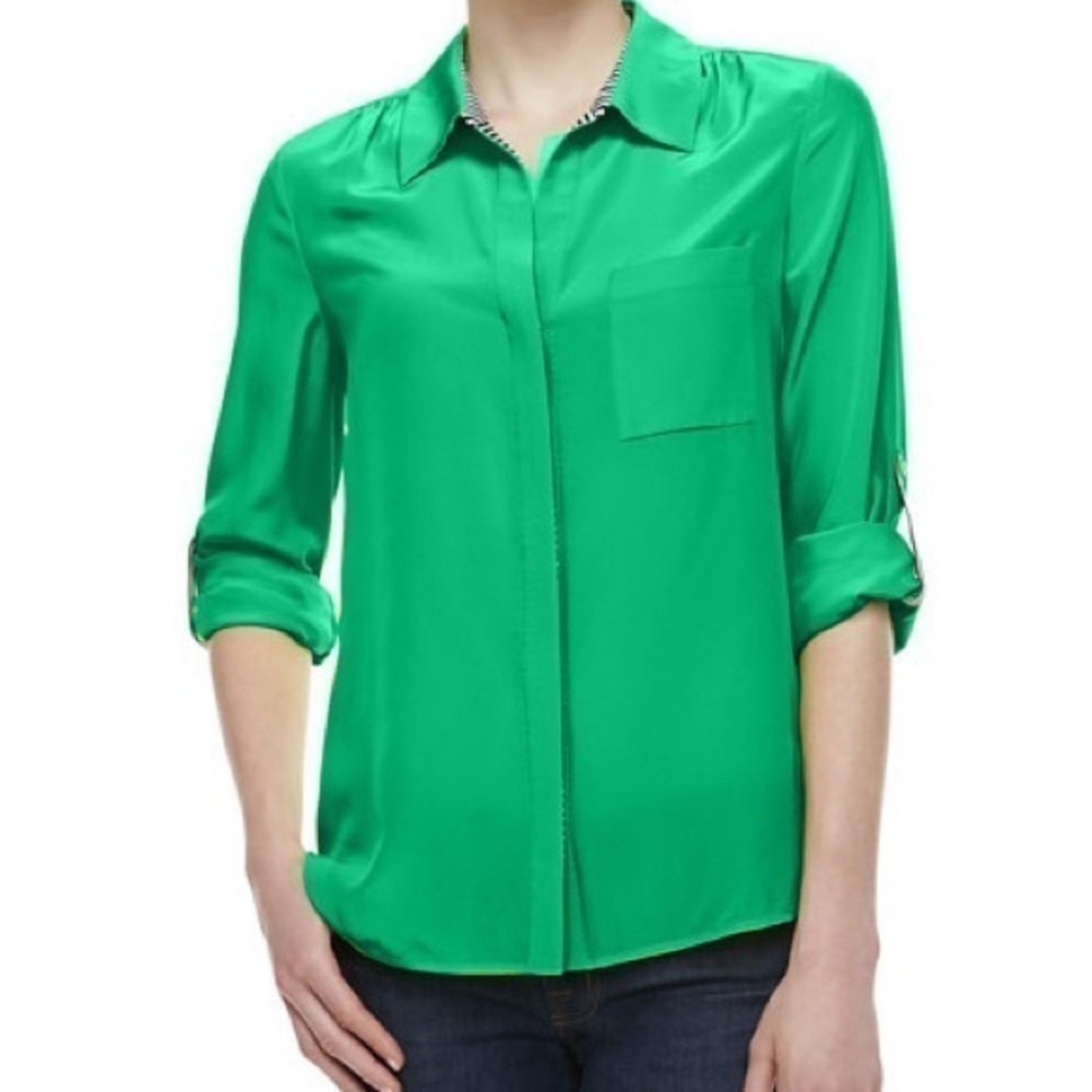 Diane Von Furstenberg green silk blouse